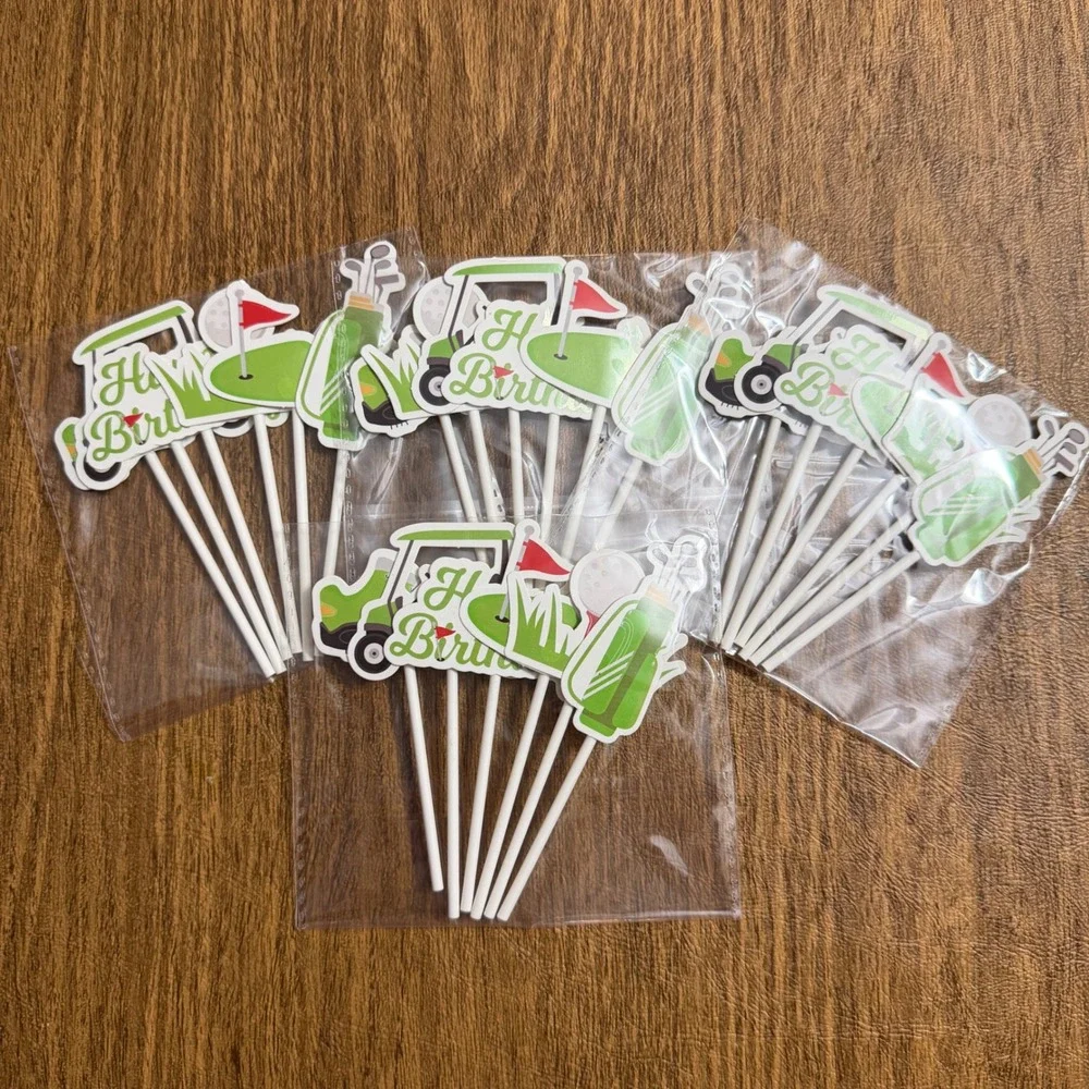 Unbranded Cupcake Toppers Unisex OS Green Golf Theme Birthday Party‎ Decor 24pc